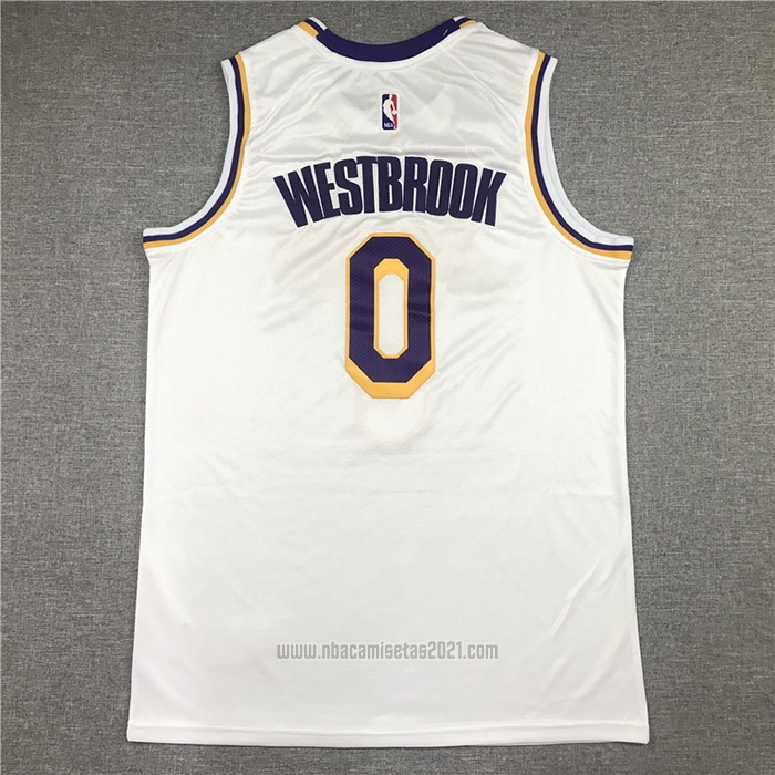 Camiseta Los Angeles Lakers Russell Westbrook #0 Association 2021 Blanco